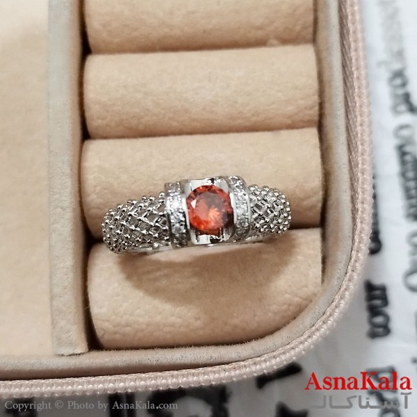 انگشتر زنانه استیل نگیندار فری سایز رنگ نقره ای کد ANG191290W