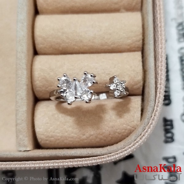انگشتر زنانه استیل نگیندار فری سایز رنگ نقره ای کد ANG191293W