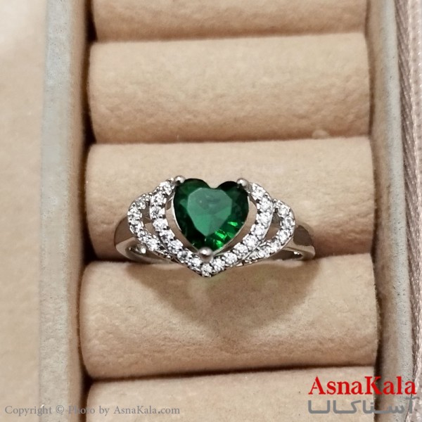 انگشتر زنانه استیل نگیندار فری سایز رنگ نقره ای کد ANG191295W