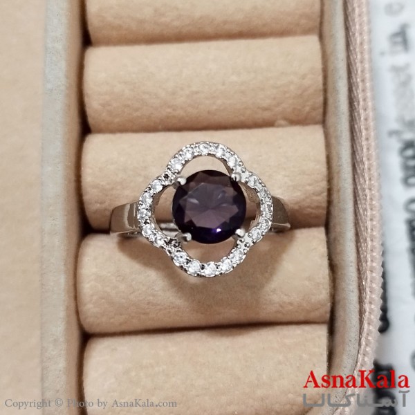 انگشتر زنانه استیل نگیندار فری سایز رنگ نقره ای کد ANG191296W