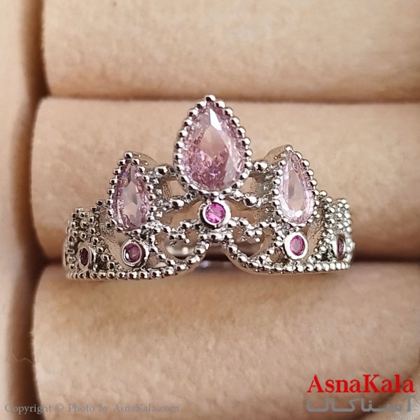 انگشتر زنانه تاج فری سایز رنگ نقره ای کد ANG191339W