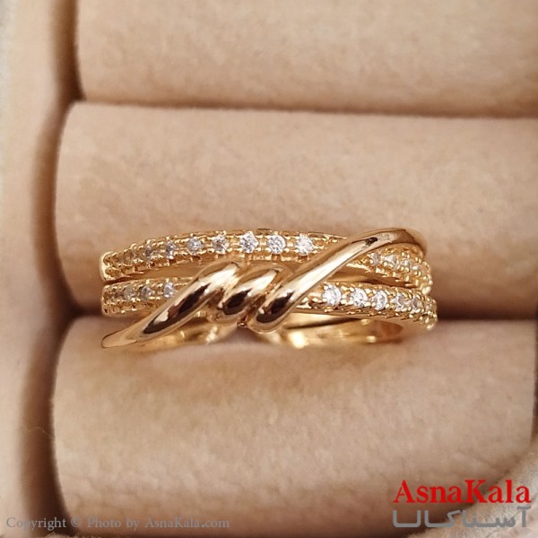 انگشتر زنانه نگیندار فری سایز رنگ طلایی کد ANG191343W
