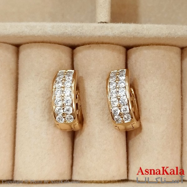 گوشواره حلقه ای زنانه ژوپینگ طلایی نگیندار کد GSH1521685W