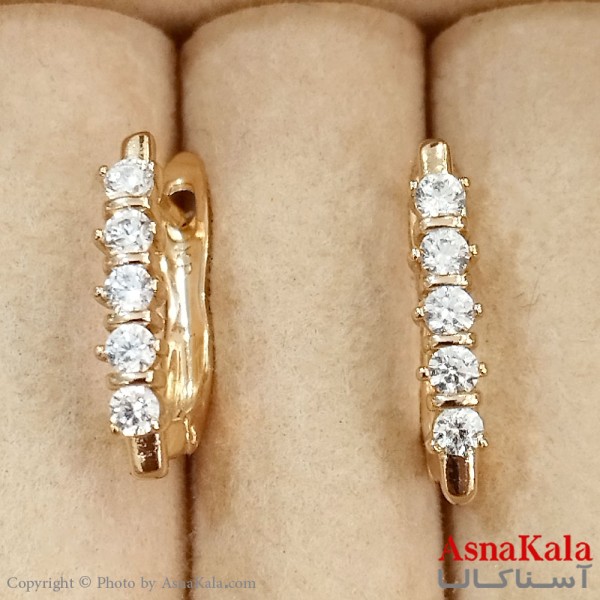 گوشواره حلقه ای زنانه ژوپینگ طلایی نگیندار کد GSH1521692W