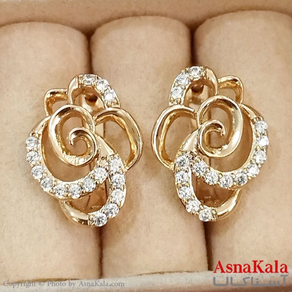 گوشواره حلقه ای زنانه ژوپینگ طلایی نگیندار کد GSH1521693W