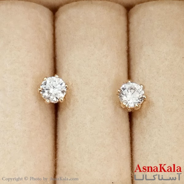 گوشواره زنانه ژوپینگ طلایی نگیندار کد GSH1521695W