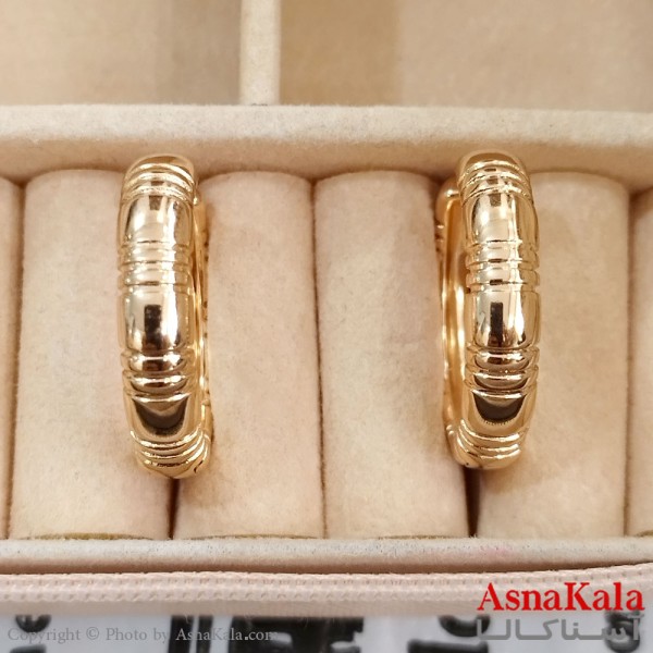 گوشواره حلقه ای زنانه ژوپینگ طلایی نگیندار کد GSH1521702W