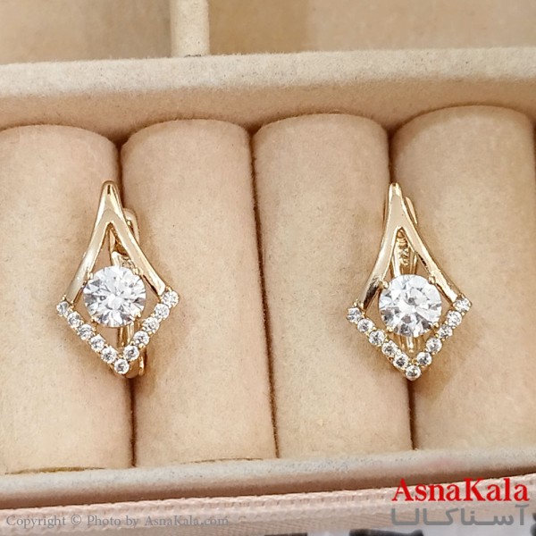 گوشواره حلقه ای زنانه ژوپینگ طلایی نگیندار کد GSH1521703W