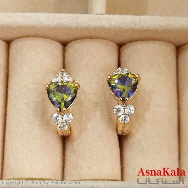 گوشواره حلقه ای زنانه ژوپینگ طلایی نگیندار کد GSH1521704W