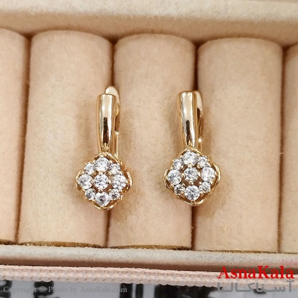 گوشواره حلقه ای زنانه ژوپینگ طلایی نگیندار کد GSH1521705W