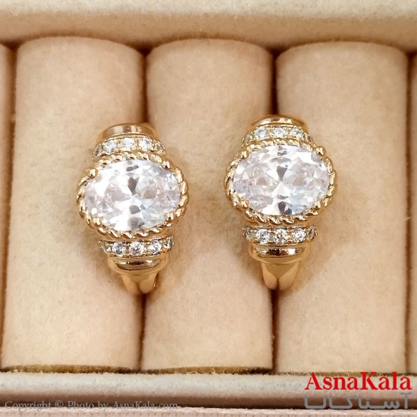 گوشواره حلقه ای زنانه ژوپینگ طلایی نگیندار کد GSH1521706W