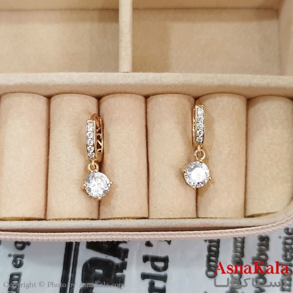 گوشواره حلقه ای زنانه ژوپینگ طلایی نگیندار کد GSH1521709W