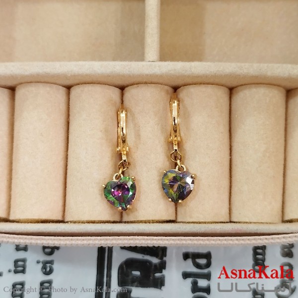 گوشواره حلقه ای زنانه ژوپینگ طلایی نگیندار کد GSH1521710W