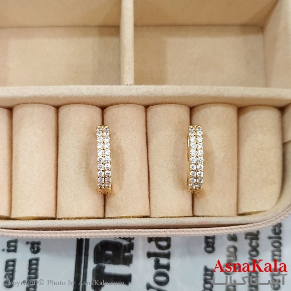 گوشواره حلقه ای زنانه ژوپینگ طلایی نگیندار کد GSH1521711W
