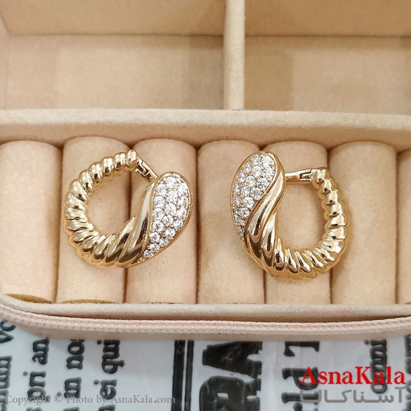گوشواره حلقه ای زنانه ژوپینگ طلایی نگیندار کد GSH1521714W