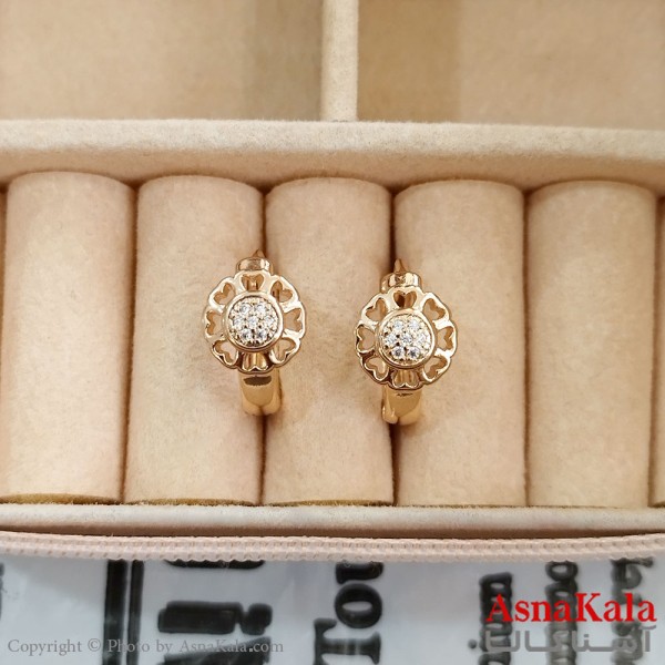 گوشواره حلقه ای زنانه ژوپینگ طلایی نگیندار کد GSH1521716W