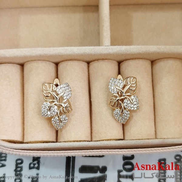 گوشواره حلقه ای زنانه ژوپینگ طلایی نگیندار کد GSH1521719W