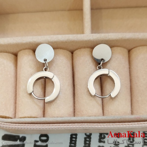 گوشواره  آویز استیل زنانه رنگ نقره ای کد GSH1521727W