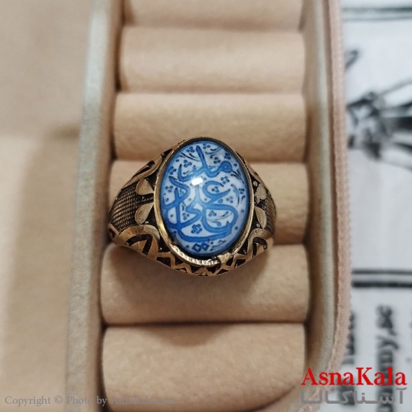 انگشتر طلاروس مردانه نگیندار یا علی مدد کد ANG191389W