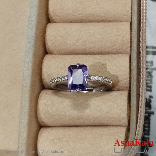 انگشتر زنانه نگیندار فری سایز رنگ نقره ای کد  ANG191404W