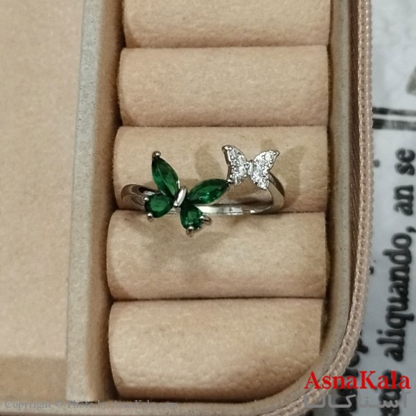 انگشتر زنانه نگیندار فری سایز رنگ نقره ای کد  ANG191405W