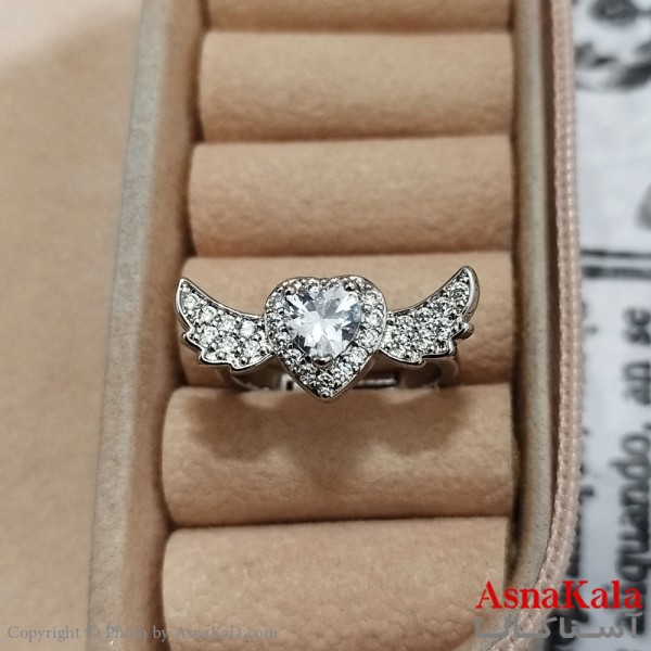 انگشتر زنانه نگیندار فری سایز رنگ نقره ای کد  ANG191407W