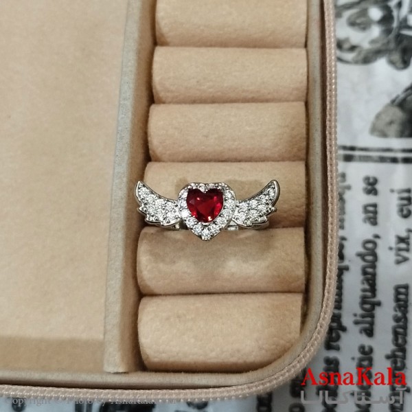 انگشتر زنانه نگیندار فری سایز رنگ نقره ای کد  ANG191409W