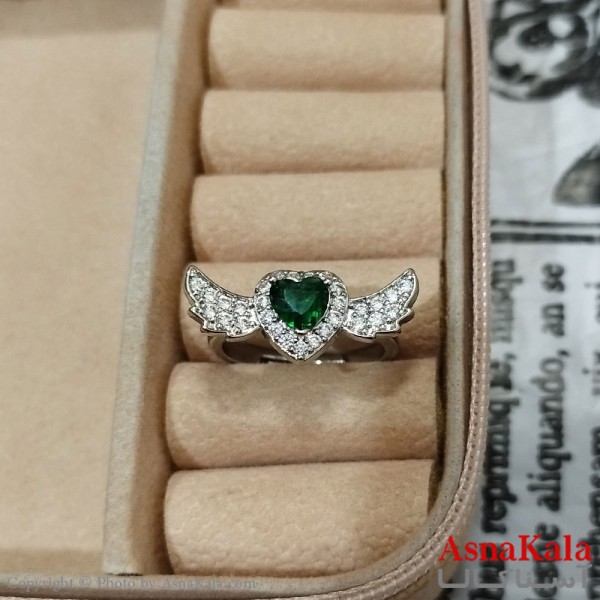 انگشتر زنانه نگیندار فری سایز رنگ نقره ای کد  ANG191411W