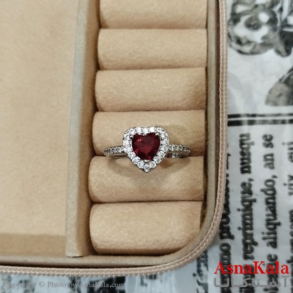 انگشتر زنانه نگیندار فری سایز رنگ نقره ای کد  ANG191413W