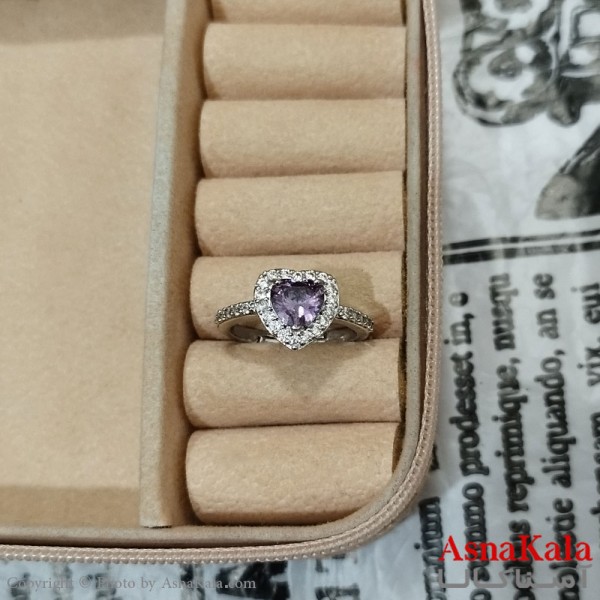 انگشتر زنانه نگیندار فری سایز رنگ نقره ای کد  ANG191414W