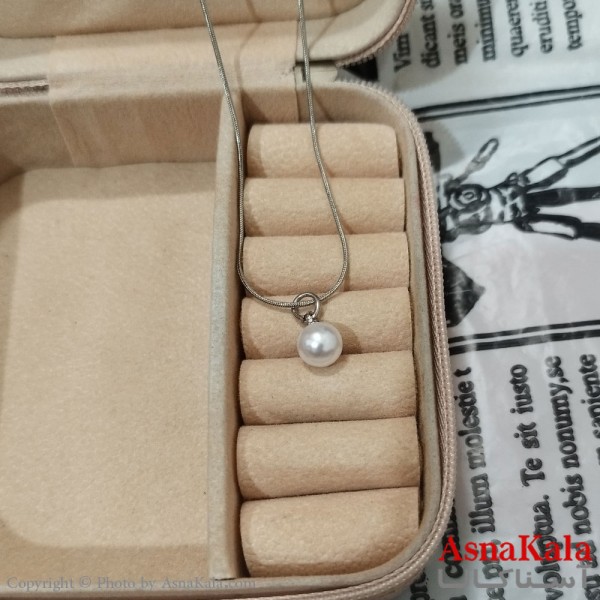 گردنبند زنانه استیل مدل  مروارید طلایی کد GNB162567W