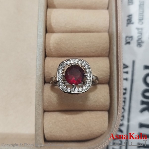 انگشتر زنانه نگیندار فری سایز رنگ نقره ای کد ANG191420W