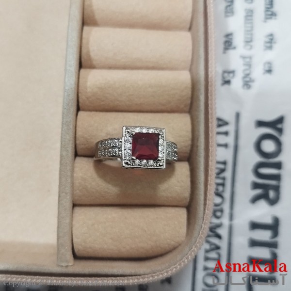 انگشتر زنانه نگیندار فری سایز رنگ نقره ای کد ANG191422W