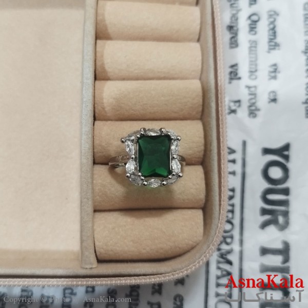 انگشتر زنانه نگیندار فری سایز رنگ نقره ای کد ANG191432W