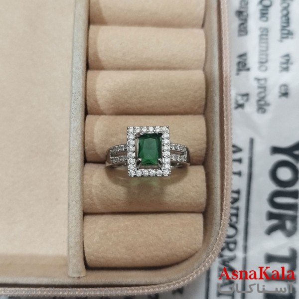 انگشتر زنانه نگیندار فری سایز رنگ نقره ای کد ANG191434W