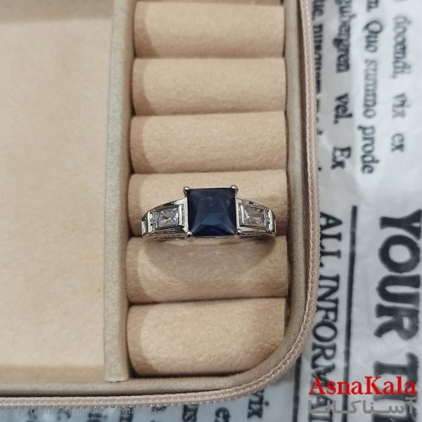 انگشتر زنانه نگیندار فری سایز رنگ نقره ای کد ANG191438W