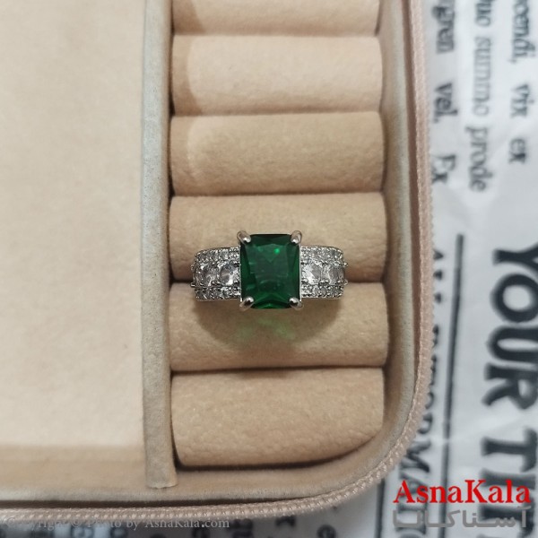 انگشتر زنانه نگیندار فری سایز رنگ نقره ای کد ANG191441W