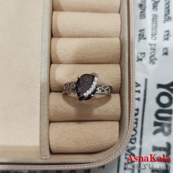 انگشتر زنانه نگیندار فری سایز رنگ نقره ای کد ANG191443W