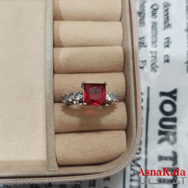 انگشتر زنانه نگیندار فری سایز رنگ نقره ای کد ANG191446W