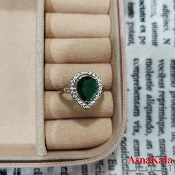 انگشتر زنانه نگیندار فری سایز رنگ نقره ای کد ANG191454W