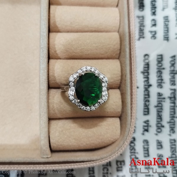 انگشتر زنانه نگیندار فری سایز رنگ نقره ای کد ANG191455W