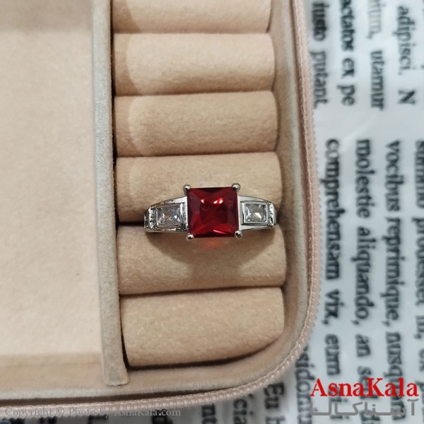 انگشتر زنانه نگیندار فری سایز رنگ نقره ای کد ANG191462W