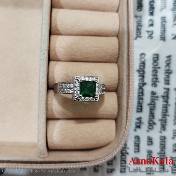 انگشتر زنانه نگیندار فری سایز رنگ نقره ای کد ANG191466W