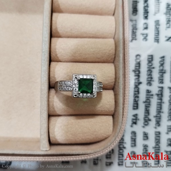 انگشتر زنانه نگیندار فری سایز رنگ نقره ای کد ANG191467W