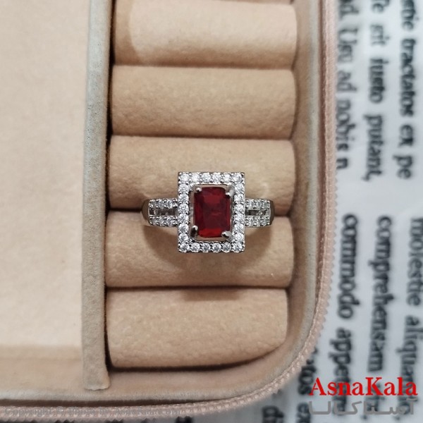 انگشتر زنانه نگیندار فری سایز رنگ نقره ای کد ANG191469W