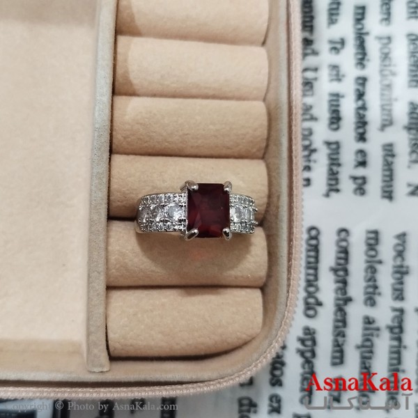 انگشتر زنانه نگیندار فری سایز رنگ نقره ای کد ANG191470W