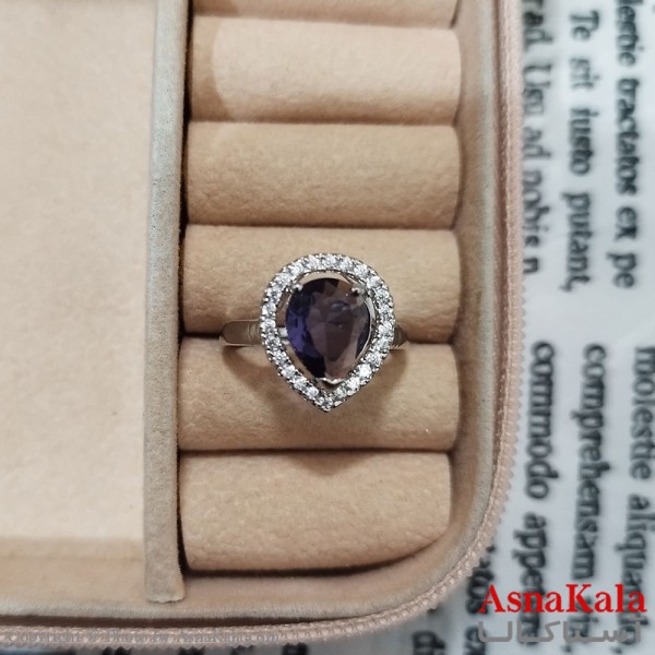 انگشتر زنانه نگیندار فری سایز رنگ نقره ای کد ANG191471W