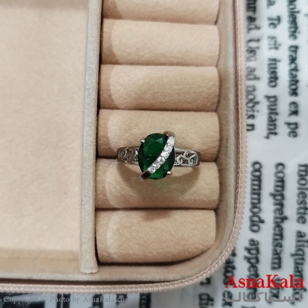 انگشتر زنانه نگیندار فری سایز رنگ نقره ای کد ANG191474W