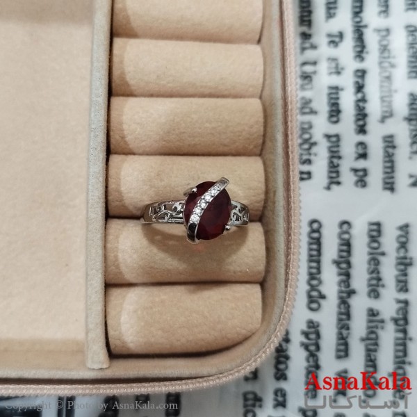 انگشتر زنانه نگیندار فری سایز رنگ نقره ای کد ANG191476W