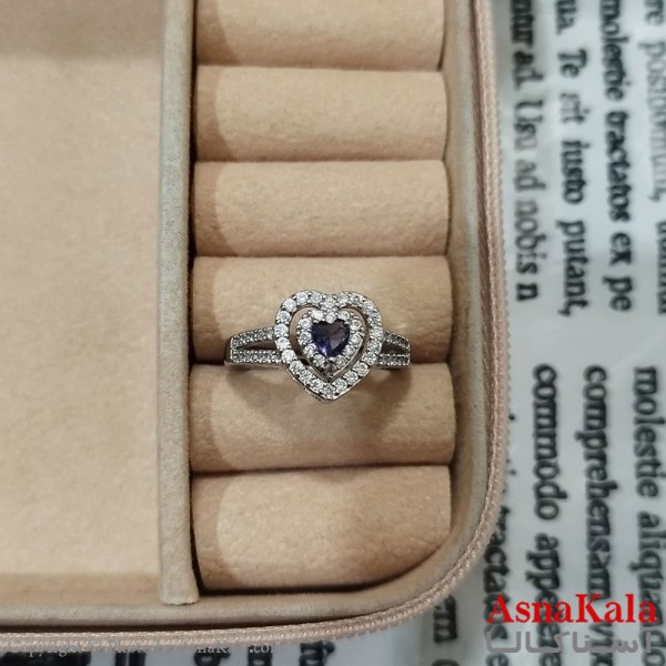 انگشتر زنانه نگیندار فری سایز رنگ نقره ای کد ANG191478W